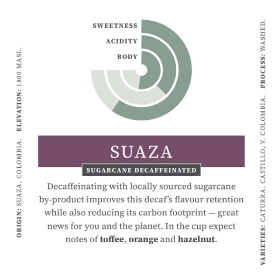 Doe & Fawn Coffee - Colomia: Suaza – Sugarcane Decaf 250g